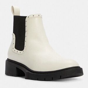 Coach Lory White Leather Booties Ankle Boots Size 8B - GUC